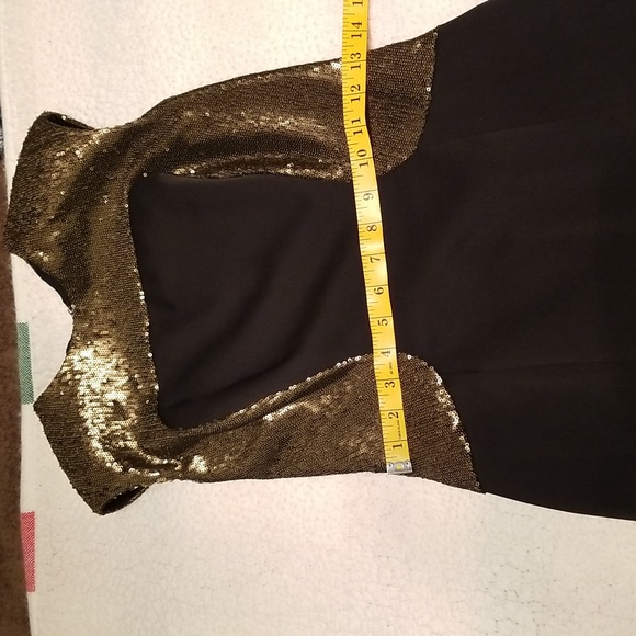 Ted Baker Gold-sequined Fitted Little Black Dress / Sz XS - Picture 15 of 17